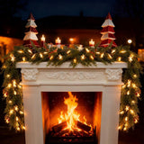 6FT Christmas Garland with Lights Battery Operated Lighted Christmas Garland with Pine Cones Red Beries,Twinkle Snowflake& Tree Mixed LED Lights Mantle Xmas Christmas Decoration Indoor Outdoor