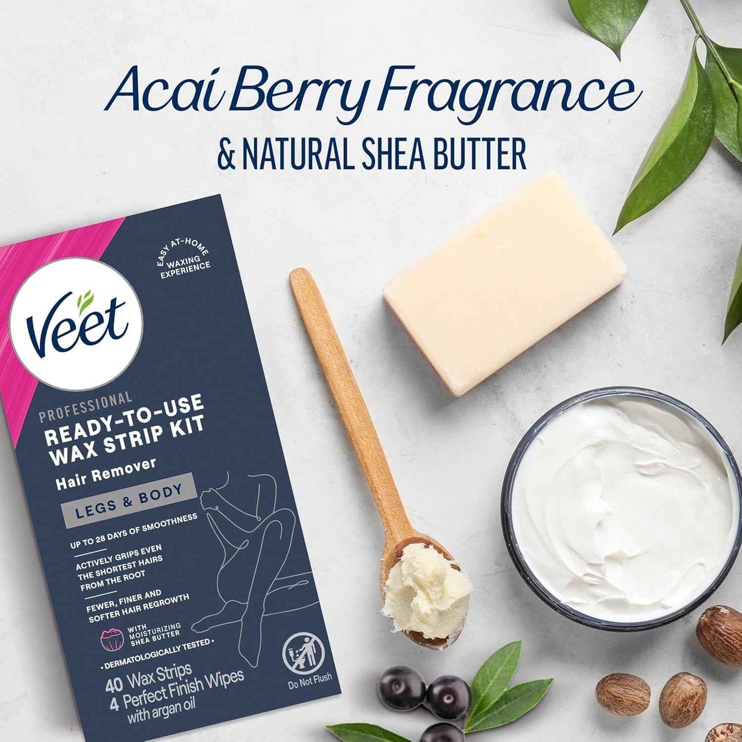 VEET Ready-To-Use Waxing Kit For Women, Wax Strips For Body Hair Removal, Wax Kit For Legs and Body, Personal Care Product, Hair Remover
