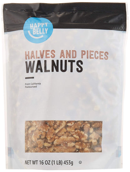Happy Belly California Walnuts Halves and Pieces, 16 ounce (Pack of 2)