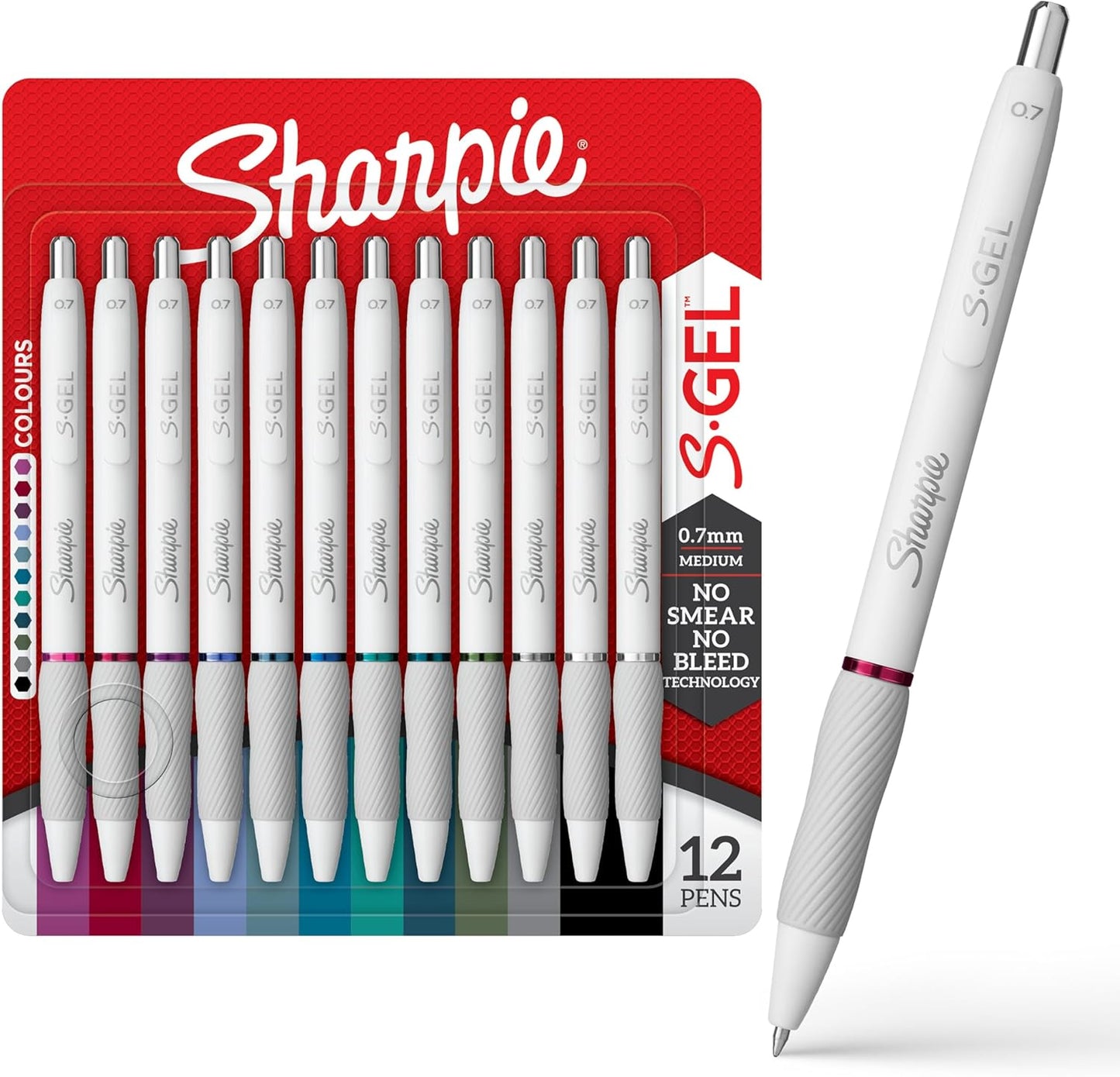 Sharpie_S-Gel_Pens,_Fashion_Barrel_Gel_Pens,_Pearl_White_Body,_Medium_(0.7mm)_Point,_Bold_Ink_Colors,_12_Count