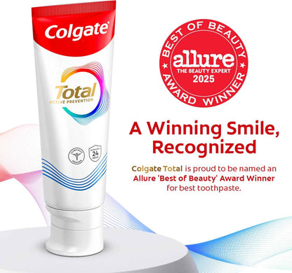 Colgate Total Whitening Toothpaste Paste, Fluoride, Antibacterial, for Plaque, Gingivitis, Sensitivity, Stain Removal, Clinically Proven, Mint, Teeth Whitening, Stannous Fluoride