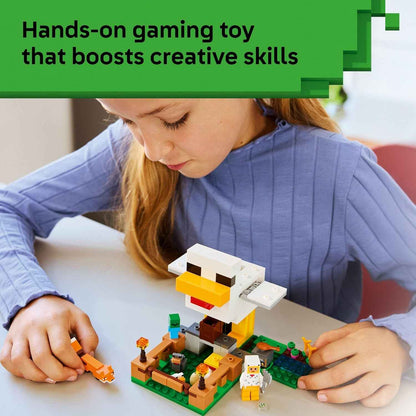 LEGO Minecraft Chicken Farm Building Toy for Kids - Video Game Playset & Figures for Boys & Girls, Ages 7+ - Gift for Birthdays - 21585