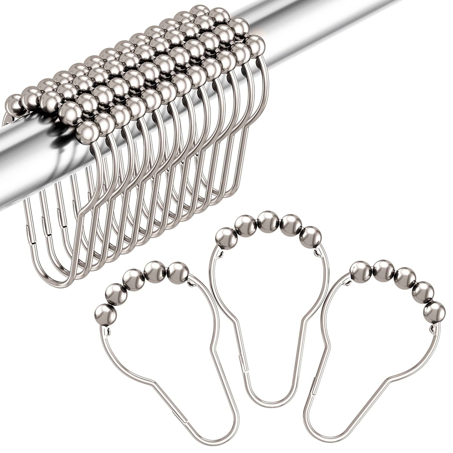 Amazer Shower Curtain Hooks, Decorative Shower Curtain Hooks, Shower Hooks for Shower Curtain Rust Proof Stainless Steel Shower Curtain Hooks