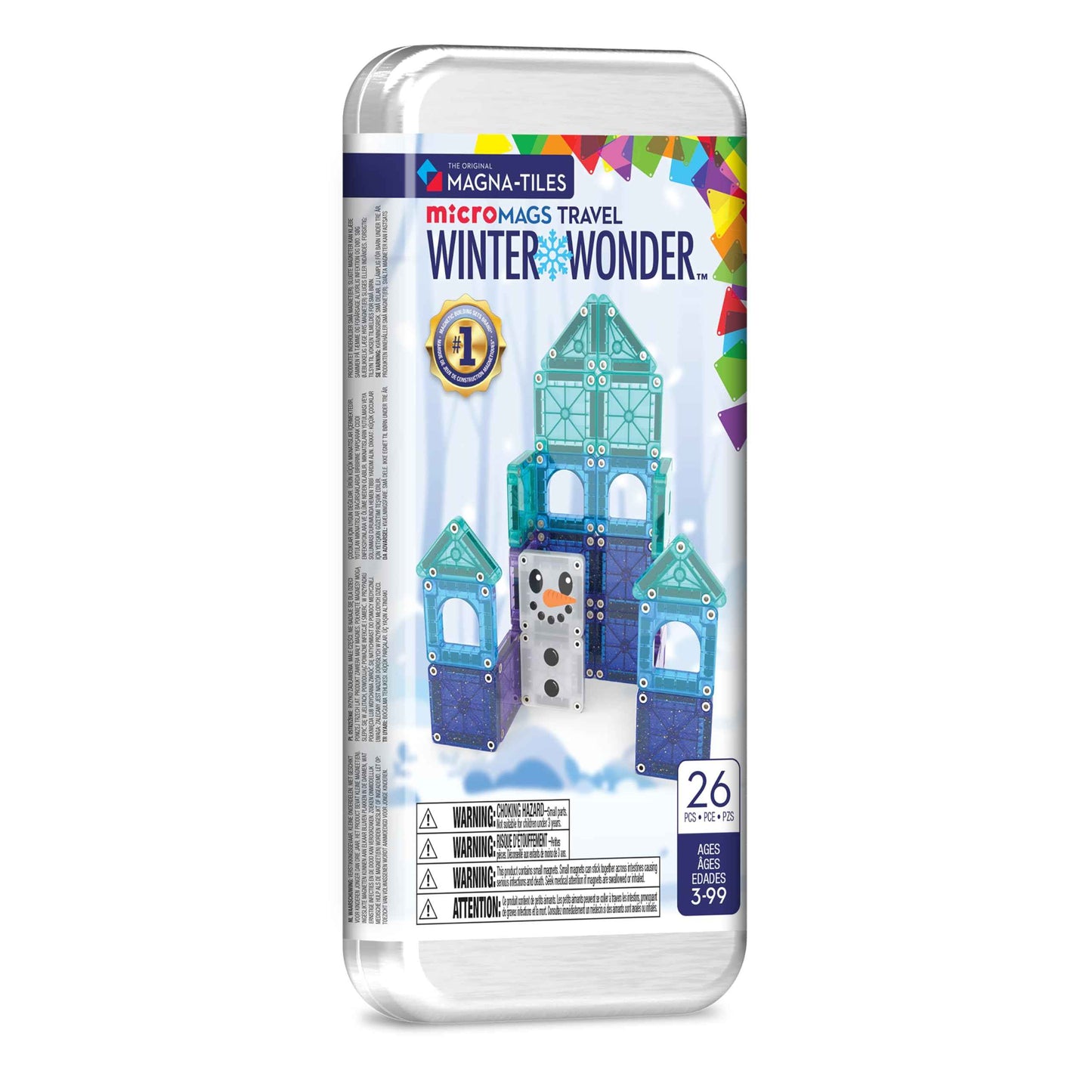 Magna-Tiles microMAGS 26-Piece Travel Magnetic Construction Set – Bold Colors, The Magnetic Building Brand