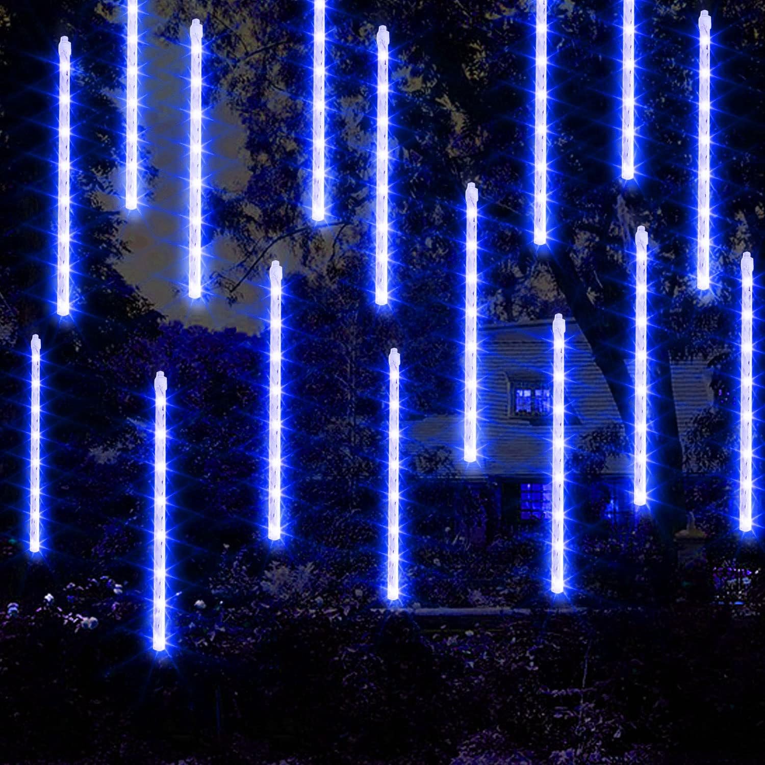 FUNPENY_Meteor_Shower_Rain_Lights,_288/864_LED_Christmas_Lights_Icicle_Snow_Falling_Halloween_Light_Outdoor_Raindrop_Light,_30cm_8_Tubes_Xmas_Tree_Holiday_Christmas_Halloween_Decoration,_Blue