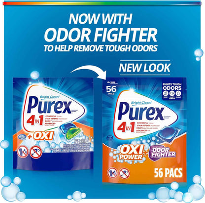 Purex Advanced Oxi with Odor Fighter Laundry Detergent Pacs, Pre Measured Pacs