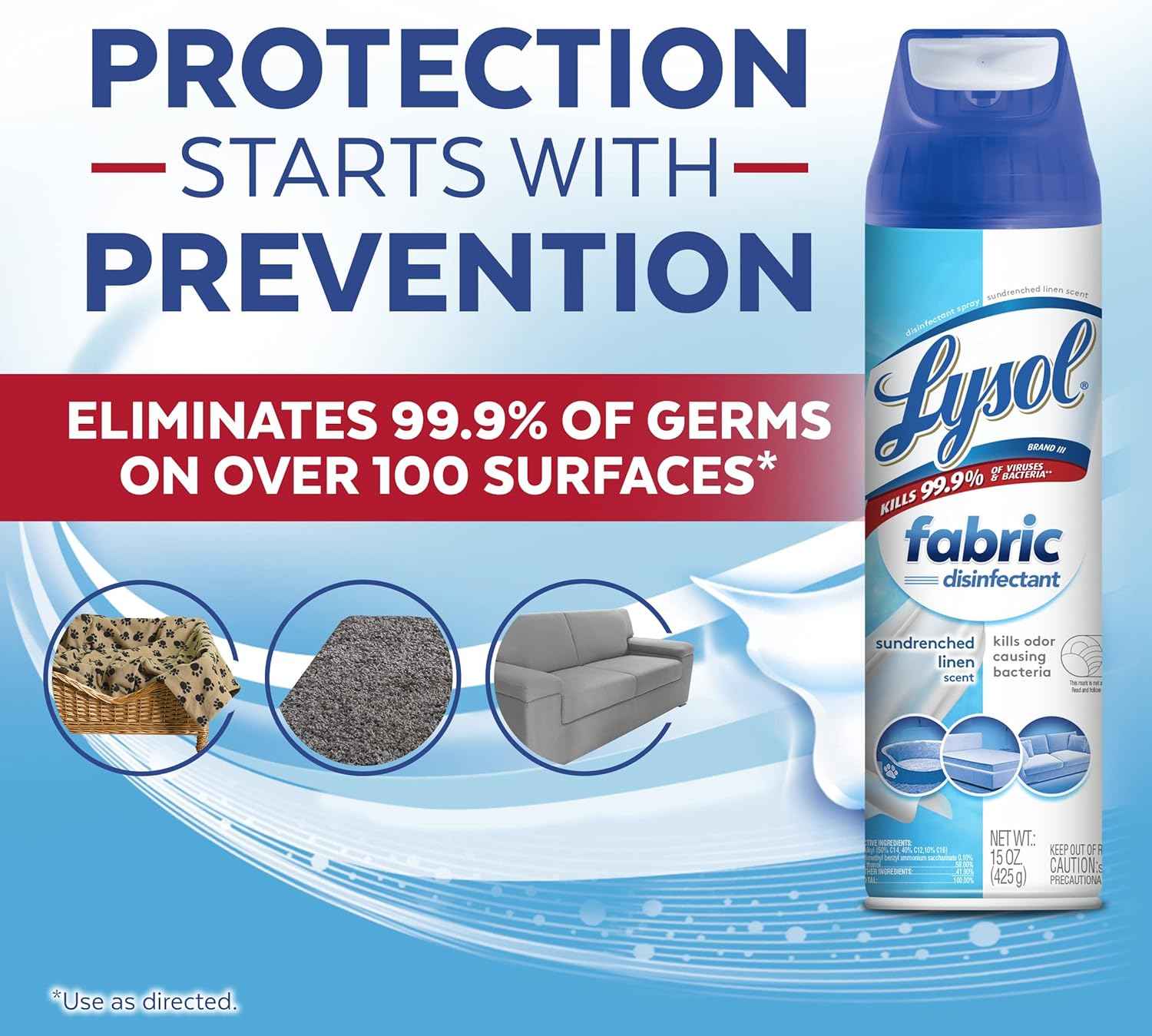 Lysol Fabric Disinfectant Spray, Sanitizing and Antibacterial Spray, For Disinfecting and Deodorizing Soft Furnishings