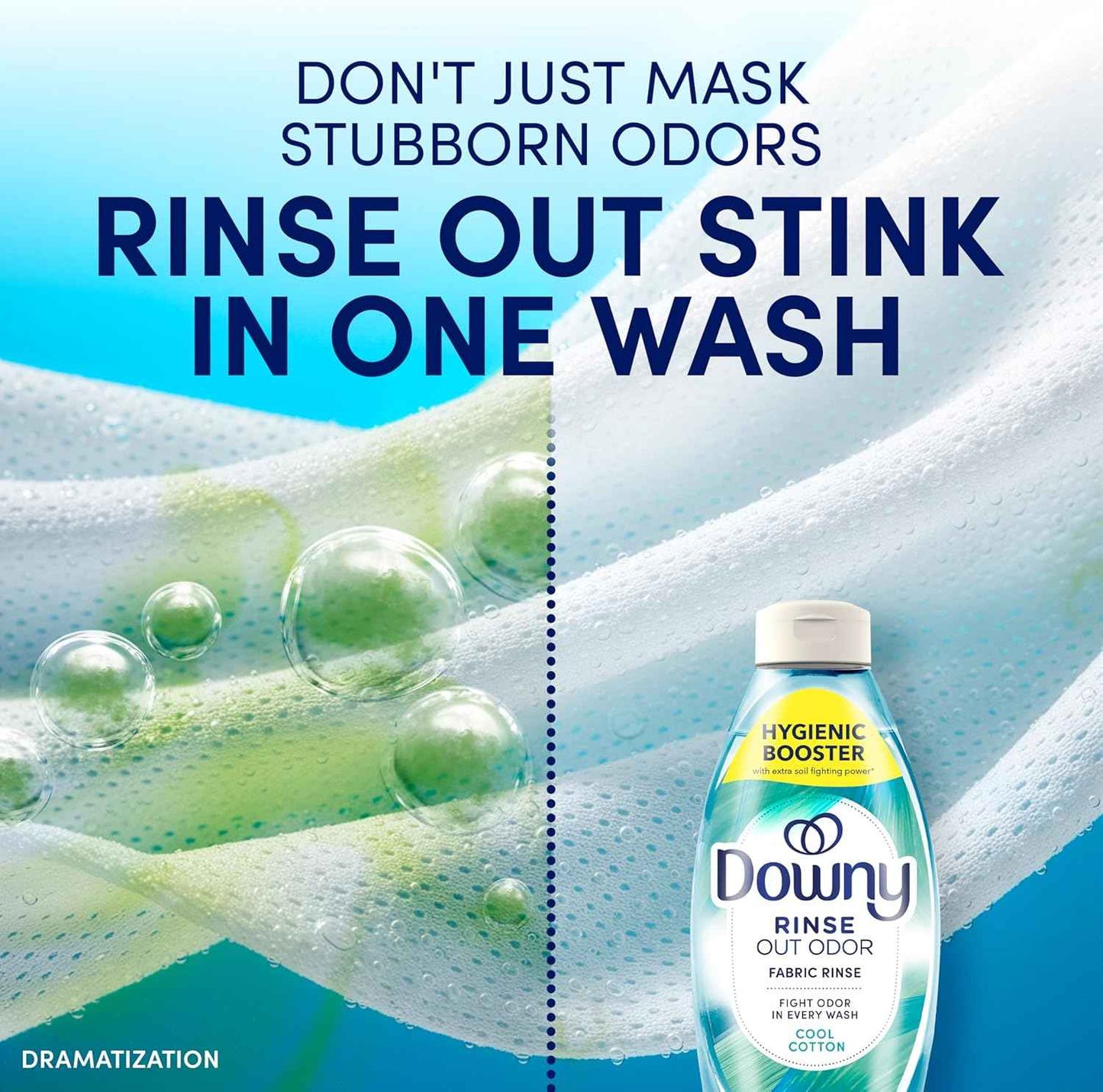 Downy Rinse Laundry Odor Remover, Cool Cotton Scent, Fabric Softener And Laundry Odor Removal Rinse, Fights Odors At The Source, HE Compatible