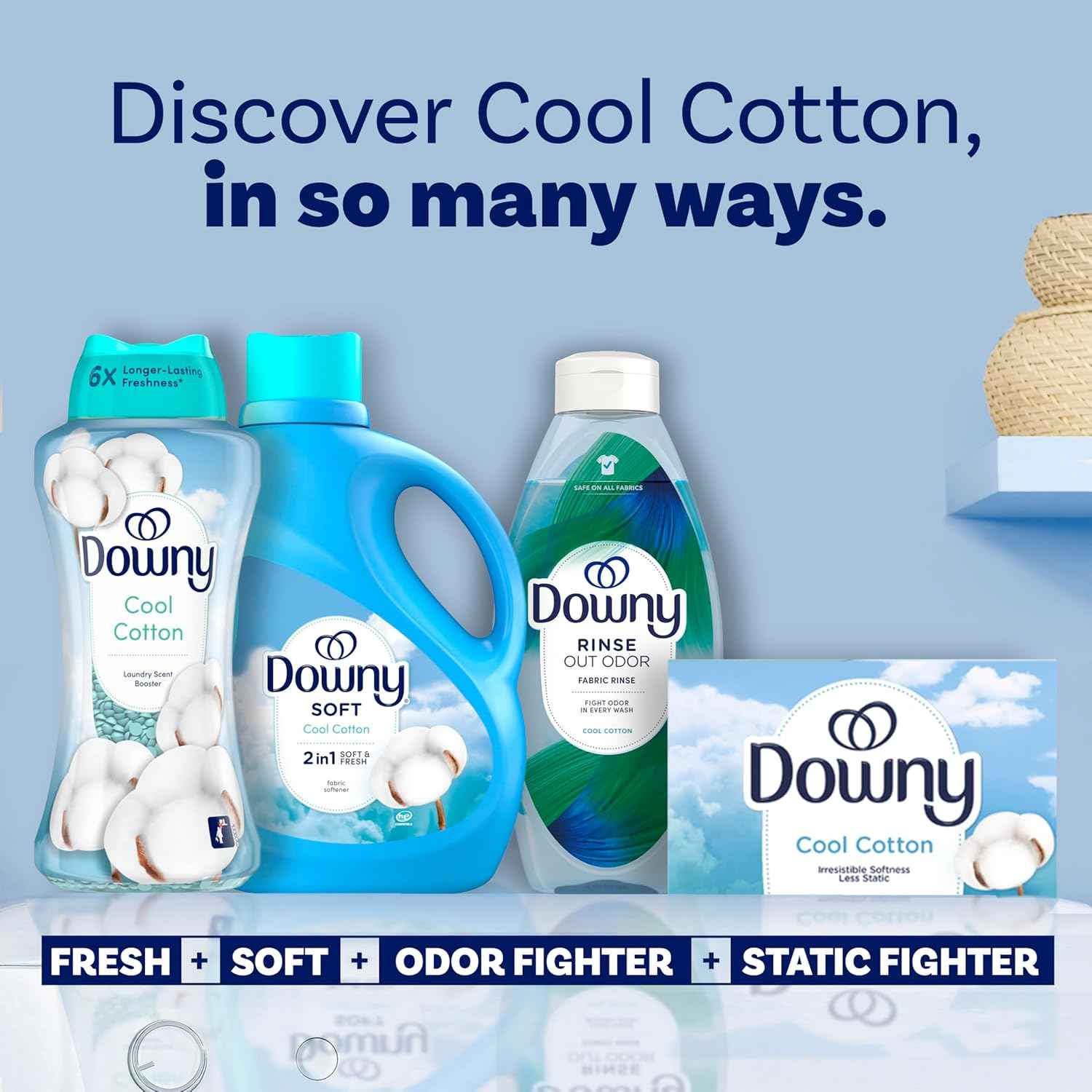 Downy Cool Cotton In-Wash Laundry Scent Booster Beads, 24 oz, laundry scent beads, Long-lasting Freshness