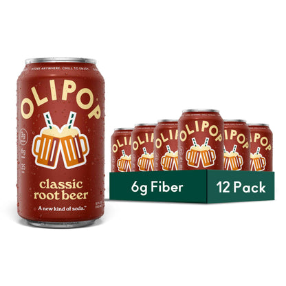 OLIPOP Prebiotic Soda Pop, Pantry Pack Packed with Prebiotics, Fiber, and Botanicals, Gluten Free, GMO Free, 12oz