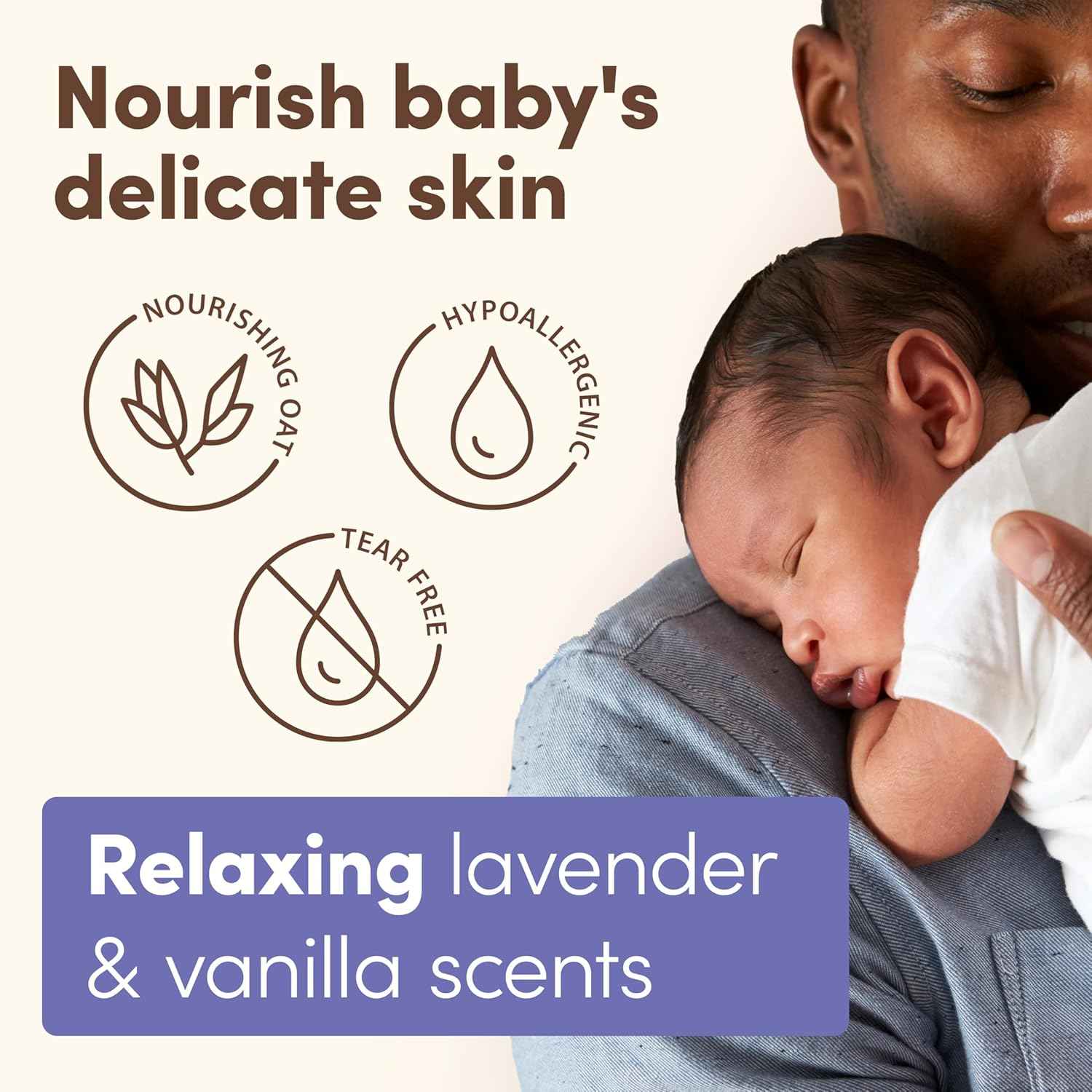 Aveeno Baby Nighttime Calming Comfort Bath, Body & Hair Wash with Relaxing Lavender & Vanilla Scents & Natural Oat Extract, Tear-Free Formula, Paraben-, Phthalate- & Soap-Free