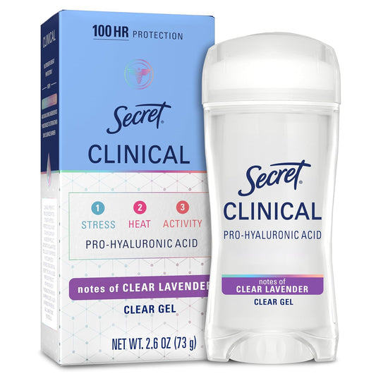 Secret_Clinical_Strength_100HR_Sweat_&_Odor,_Clear_Gel_Antiperspirant_Deodorant_for_Women,_3X_Stress_Protection_with_Hyaluronic_Acid,_PH_Balancing_Minerals,_Clear_Lavender_Scent,_2.6_oz