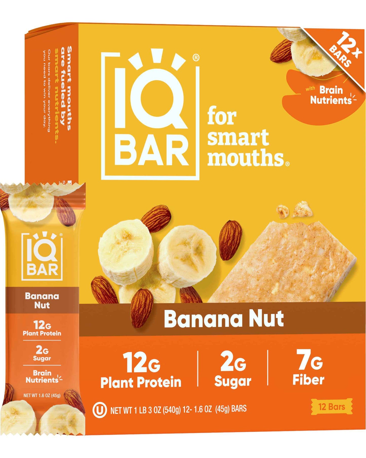 IQBAR Clean Plant Protein Bars - Keto, Vegan, High Fiber, Gluten and Dairy Free, Low Sugar Snack - Brain and Body Nutrients for Focus, Energy, Meal Replacement