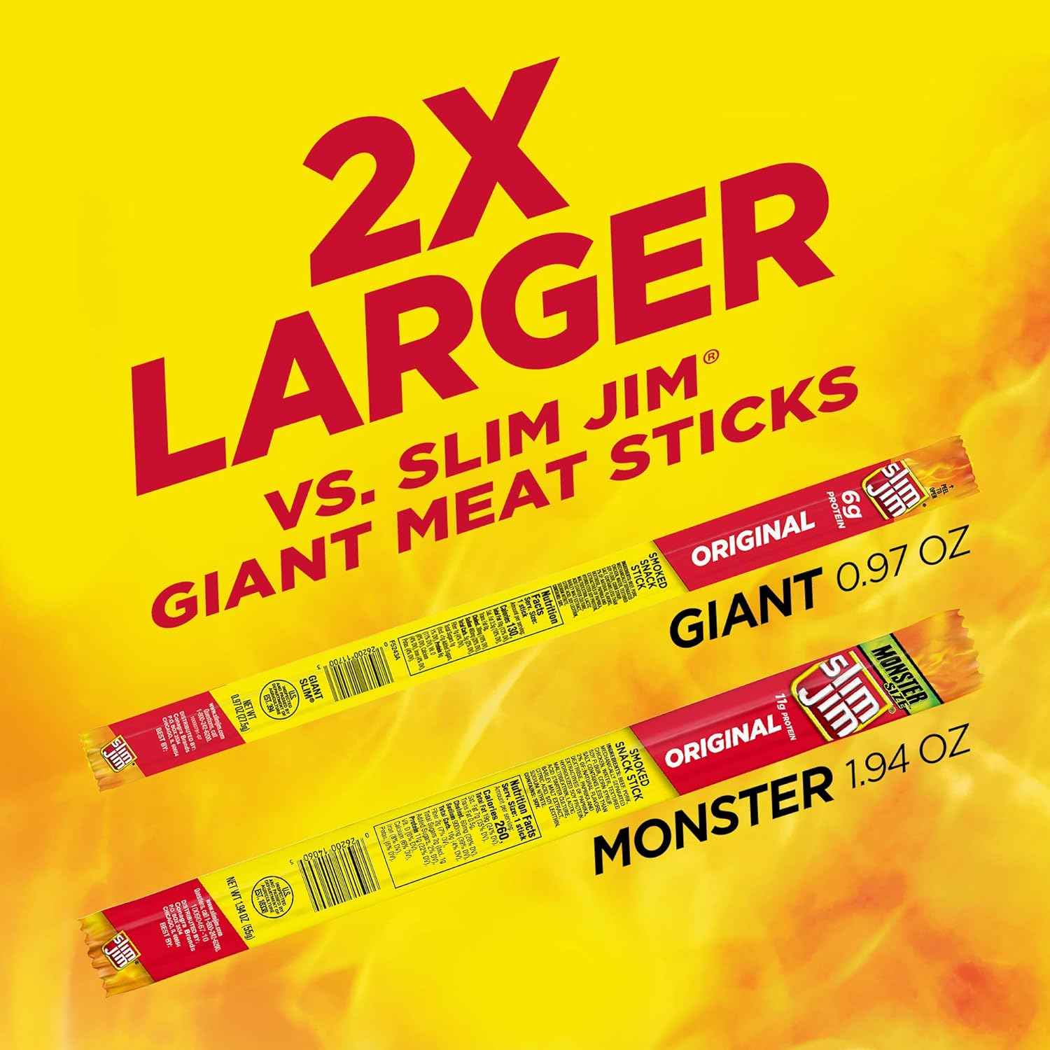 Slim Jim Monster Smoked Meat Sticks, High Protein, Father's Day Snack Gift for Dad
