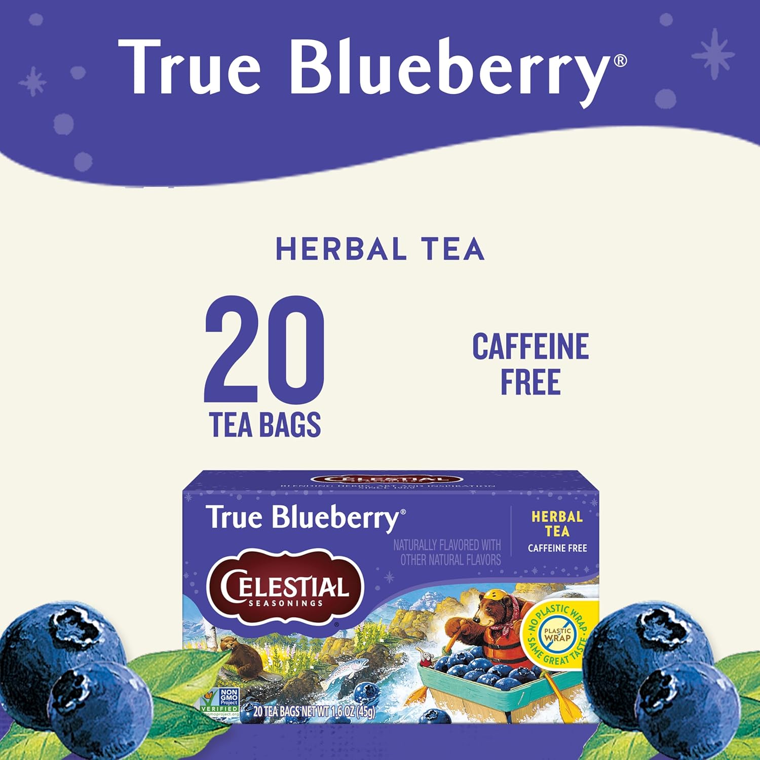Celestial_Seasonings_True_Blueberry_Herbal_Tea_Bags,_Caffeine_Free,_20_Bags_Box_(Pack_of_6)