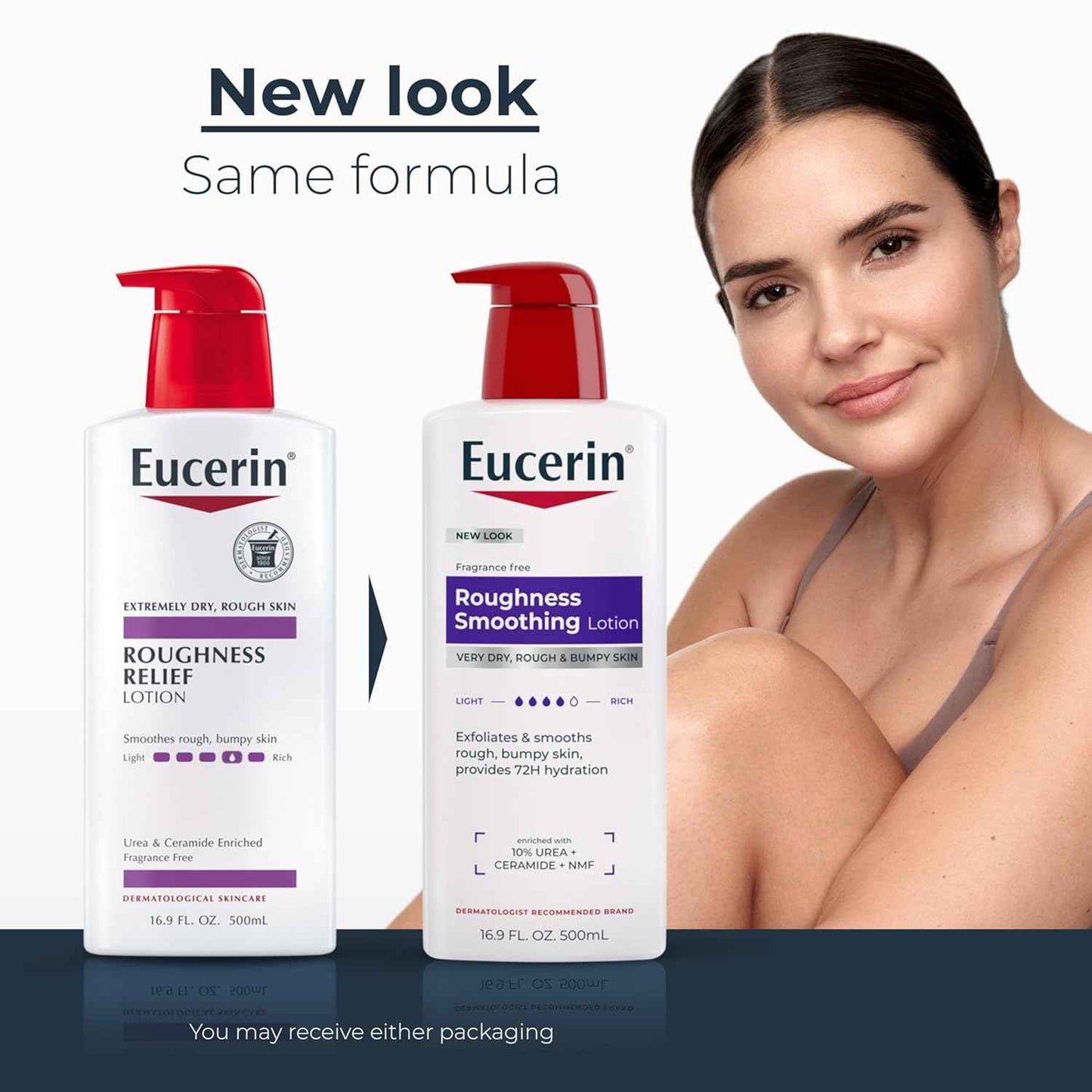 Eucerin Roughness Smoothing Body Lotion for Dry, Rough Skin, Urea Enriched Body Moisturizer, 16.9 FL OZ Pump Bottle