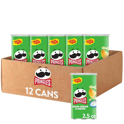Pringles Potato Crisps Chips, Lunch Snacks, Office and Kids Snacks, Grab N' Go, Sour Cream and Onion