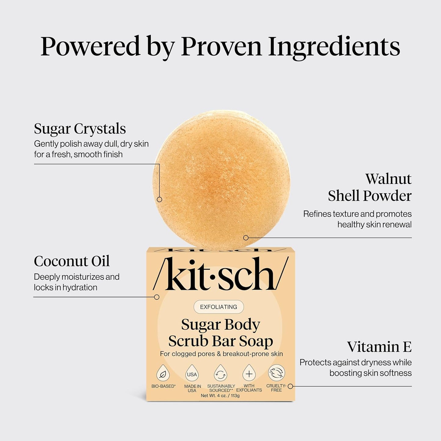 Kitsch_Exfoliating_Sugar_Body_Scrub_Bar_Soap_–_Polishing_Soap_Bar_with_Granules,_Walnut_Shell_&_Coconut_Oil_–_Hydrating_Exfoliating_Body_Scrub_for_Smooth,_Glowing_Skin_Care_–_Made_in_the_USA_-_4_oz