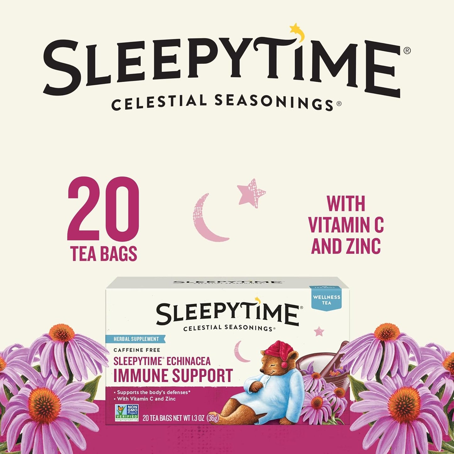 Celestial_Seasonings_Sleepytime_Wellness_Echinacea_Immune_Boost,_Caffeine_Free,_20_Tea_Bags_Box