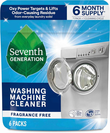 Seventh Generation Washing Machine Cleaner Free & Clear Targets Odor-Causing Residue Powered by Oxy Power