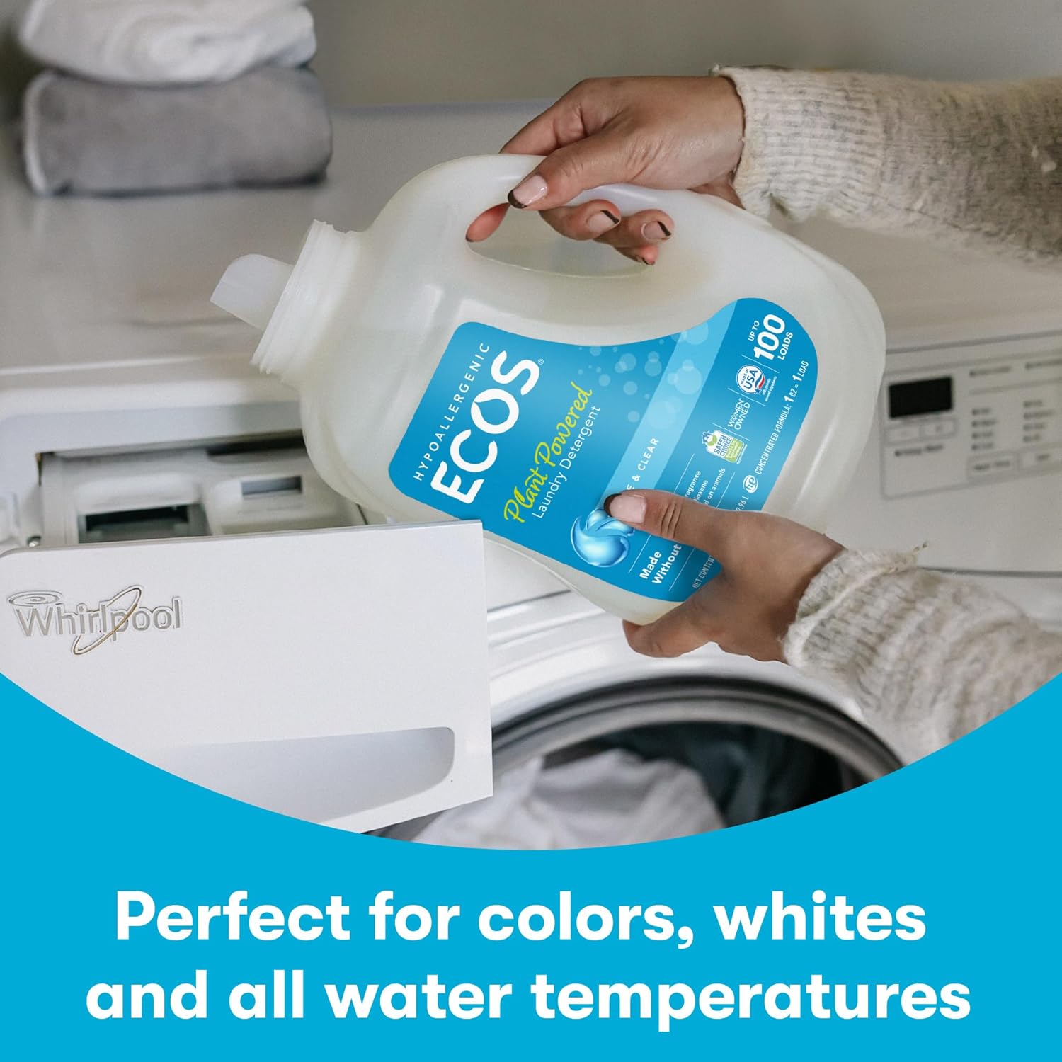 ECOS_Laundry_Detergent_Liquid,_100_Loads_-_Dermatologist_Tested_Laundry_Soap_-_Hypoallergenic,_EPA_Safer_Choice_Certified,_Plant-Powered_-_Free_&_Clear,_100_Fl_Oz