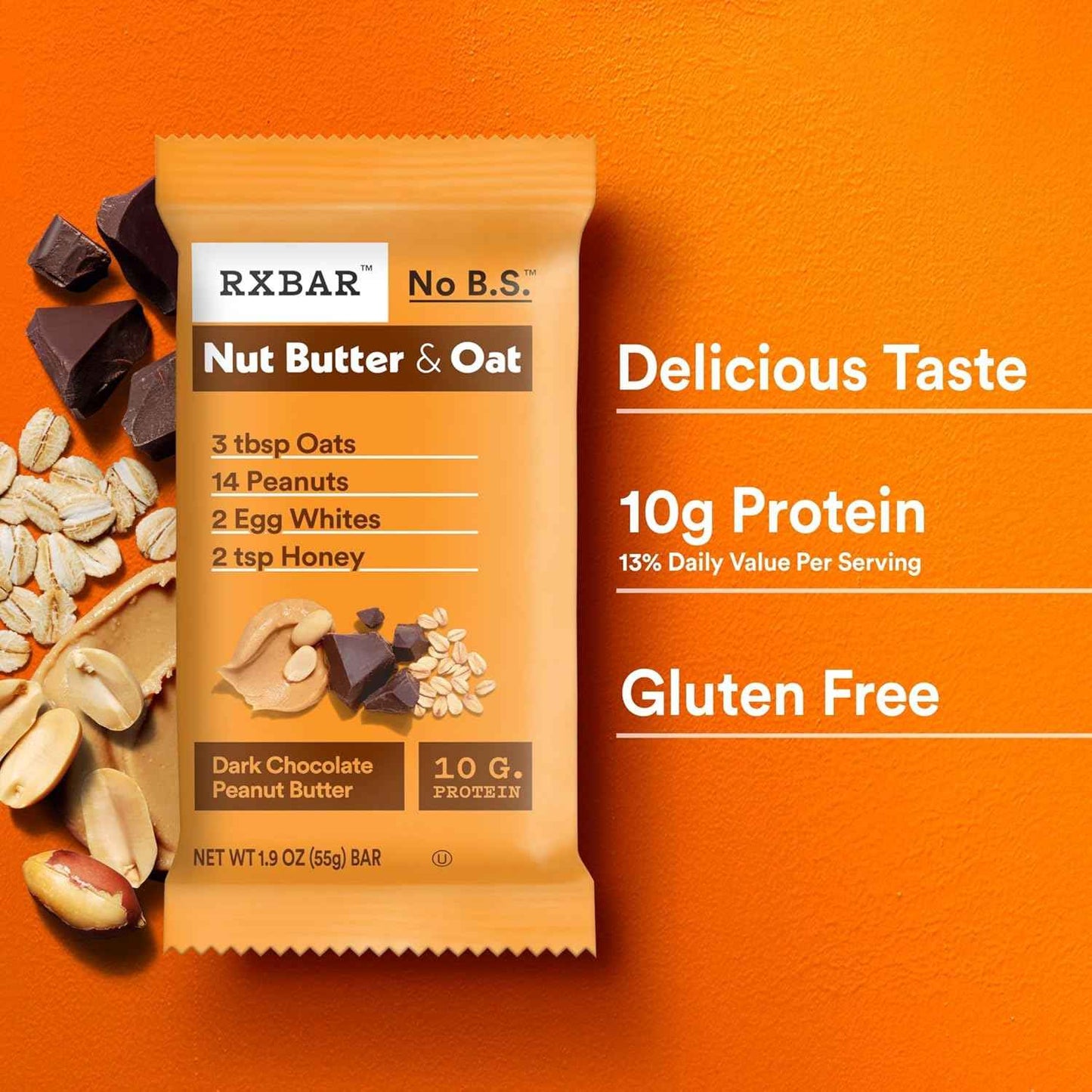 RXBAR Nut Butter and Oat Protein Bars, Protein Snacks, Snack Bars, Dark Chocolate Peanut Butter