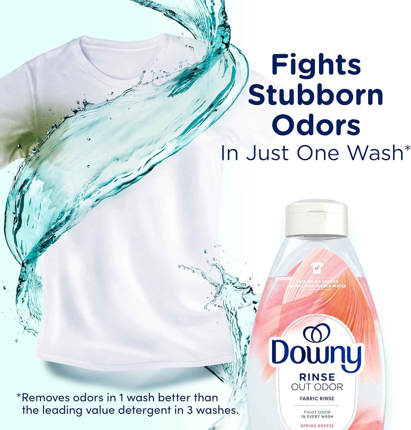 Downy Rinse Laundry Odor Remover, Spring Breeze Scent, 48 FL OZ, Fabric Softener and Laundry Odor Removal Rinse