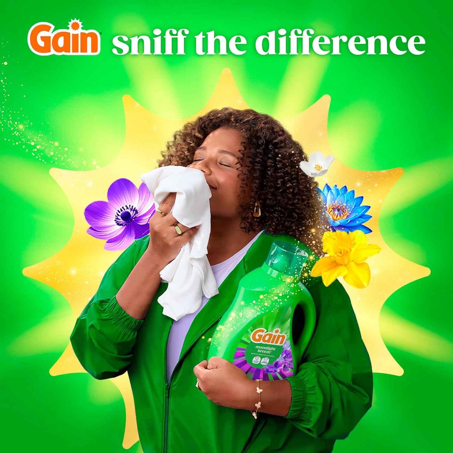Gain Liquid Laundry Detergent with Odor Defense, Moonlight Breeze Scent, Laundry Soap For HE Washing Machines