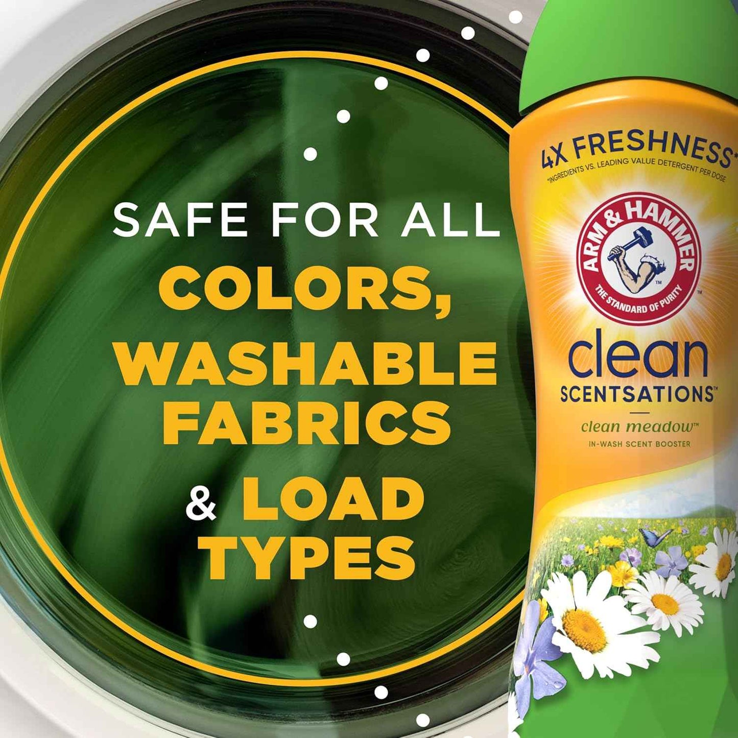 ARM & HAMMER Clean Scentsations In-Wash Scent Booster, Laundry Scent Booster Clean Meadow scent, 24 Oz