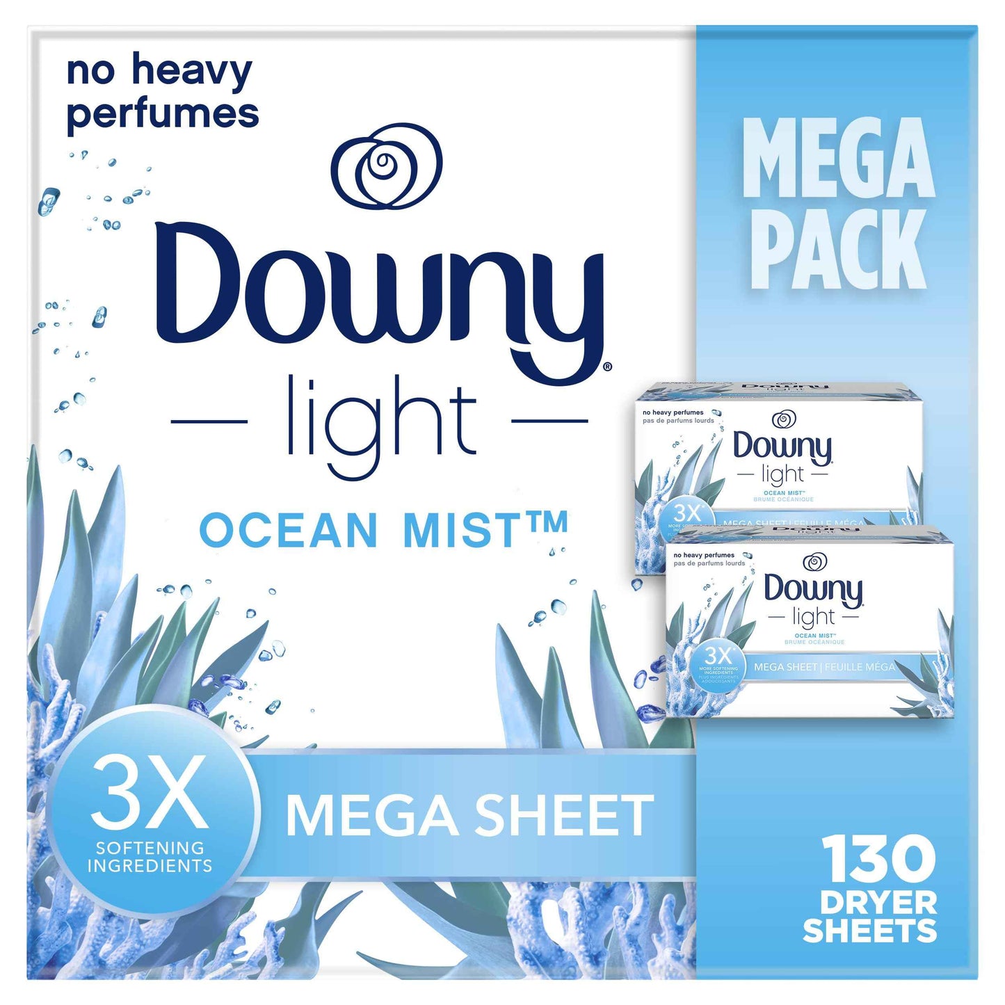 Downy Light Mega Dryer Sheets, Fabric Softener Dryer Sheets