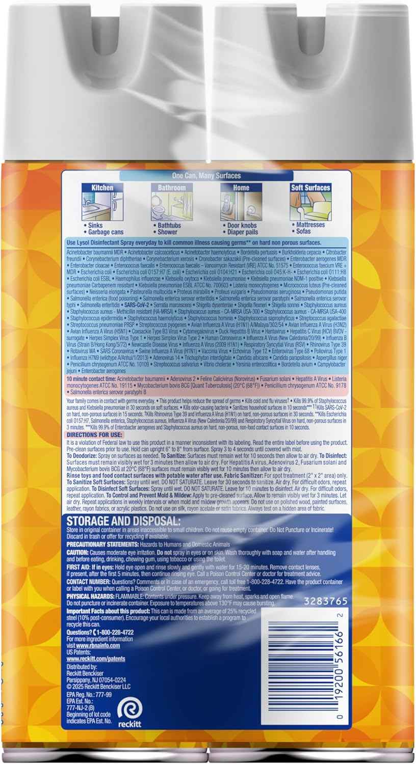 Lysol Disinfectant Spray, Sanitizing and Antibacterial Spray, For Disinfecting and Deodorizing