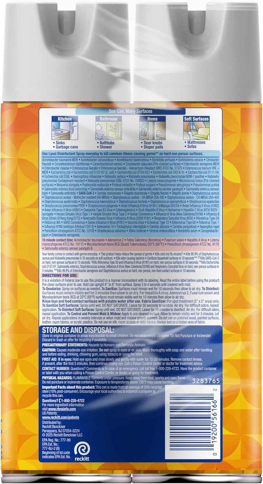 Lysol Disinfectant Spray, Sanitizing and Antibacterial Spray, For Disinfecting and Deodorizing