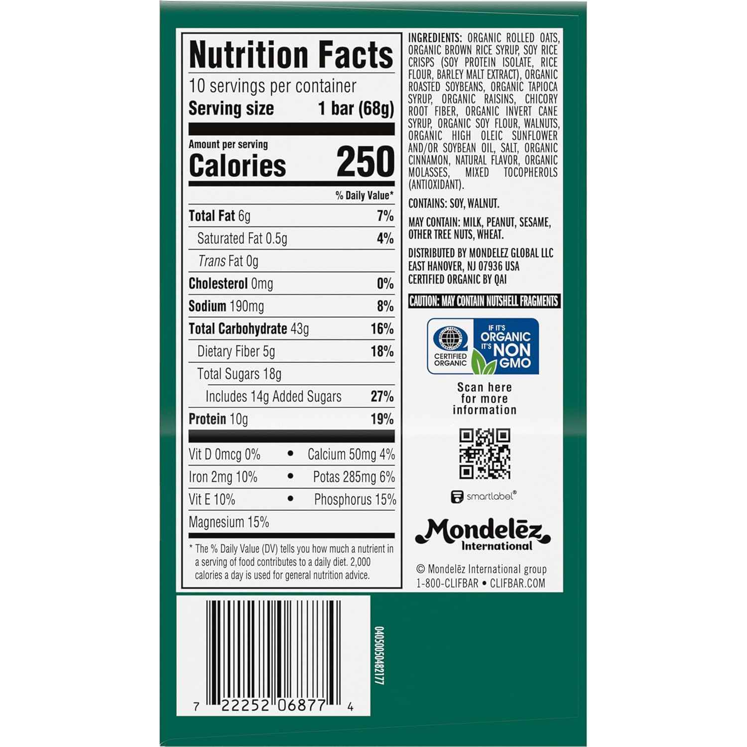 CLIF BAR - Energy Protein Bars - Oatmeal Raisin Walnut - Made with Organic Oats - Energy Bars - Non-GMO