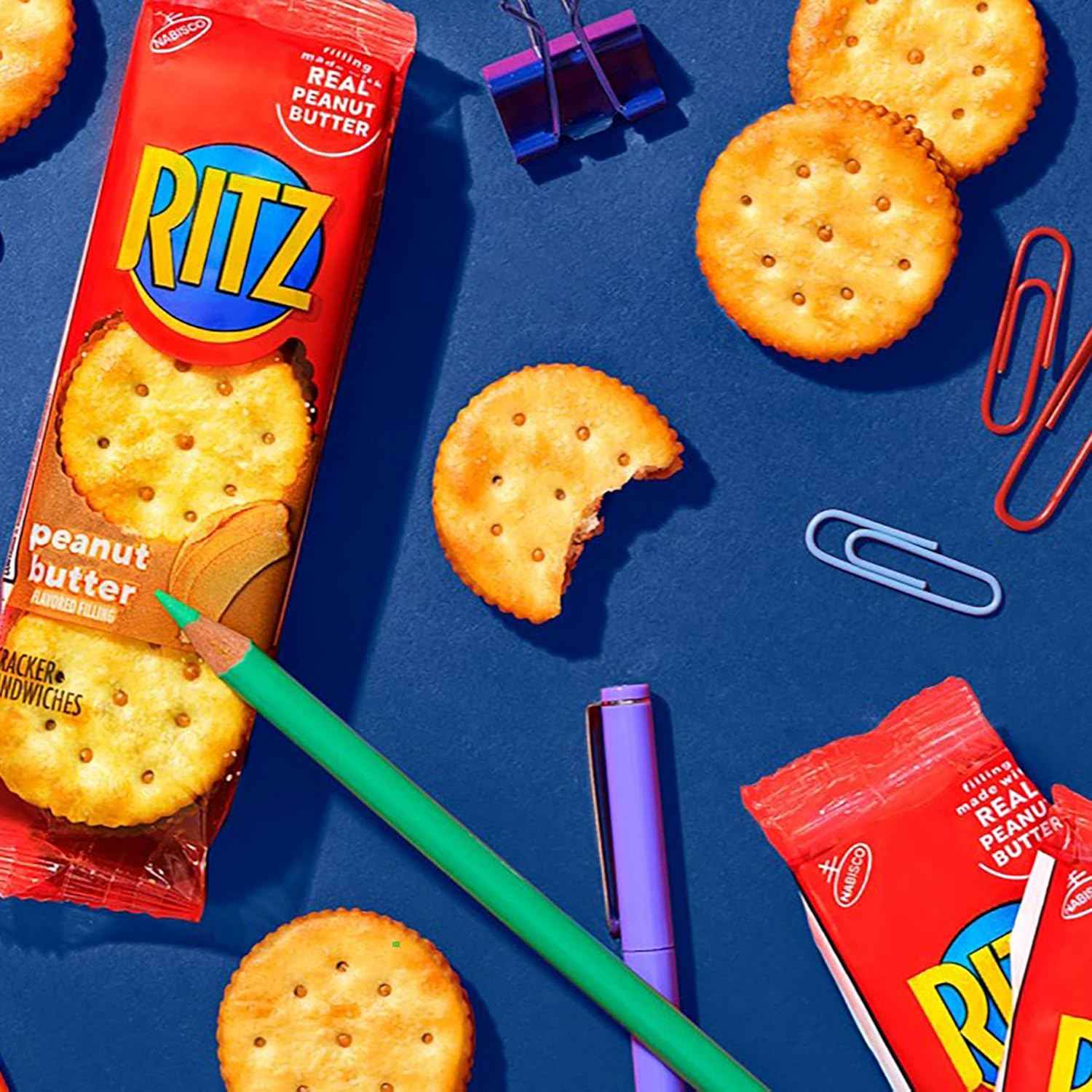RITZ Bits Peanut Butter Sandwich Crackers, Snacks for Kids and Adults, Lunch Snacks