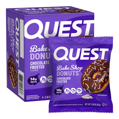 Quest Nutrition Bake Shop, Chocolate Frosted Donuts, 14g Protein, Less than 1g Sugar, Protein Snack, Low Sugar