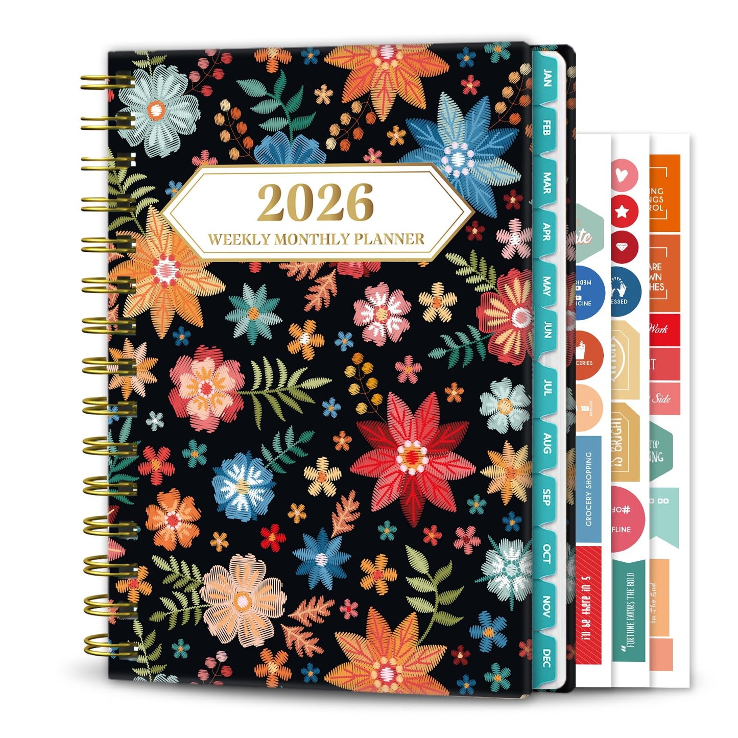 Ymumuda 2026 Planner, Daily Weekly and Monthly Planner，Jan 2026 - Dec 2026, 8.4&amp;#34; x 6.3&amp;#34;, 2026 Calendar Planner Book with Tabs, Spiral Notebook with Inner Pocket for Office Home School Supplies