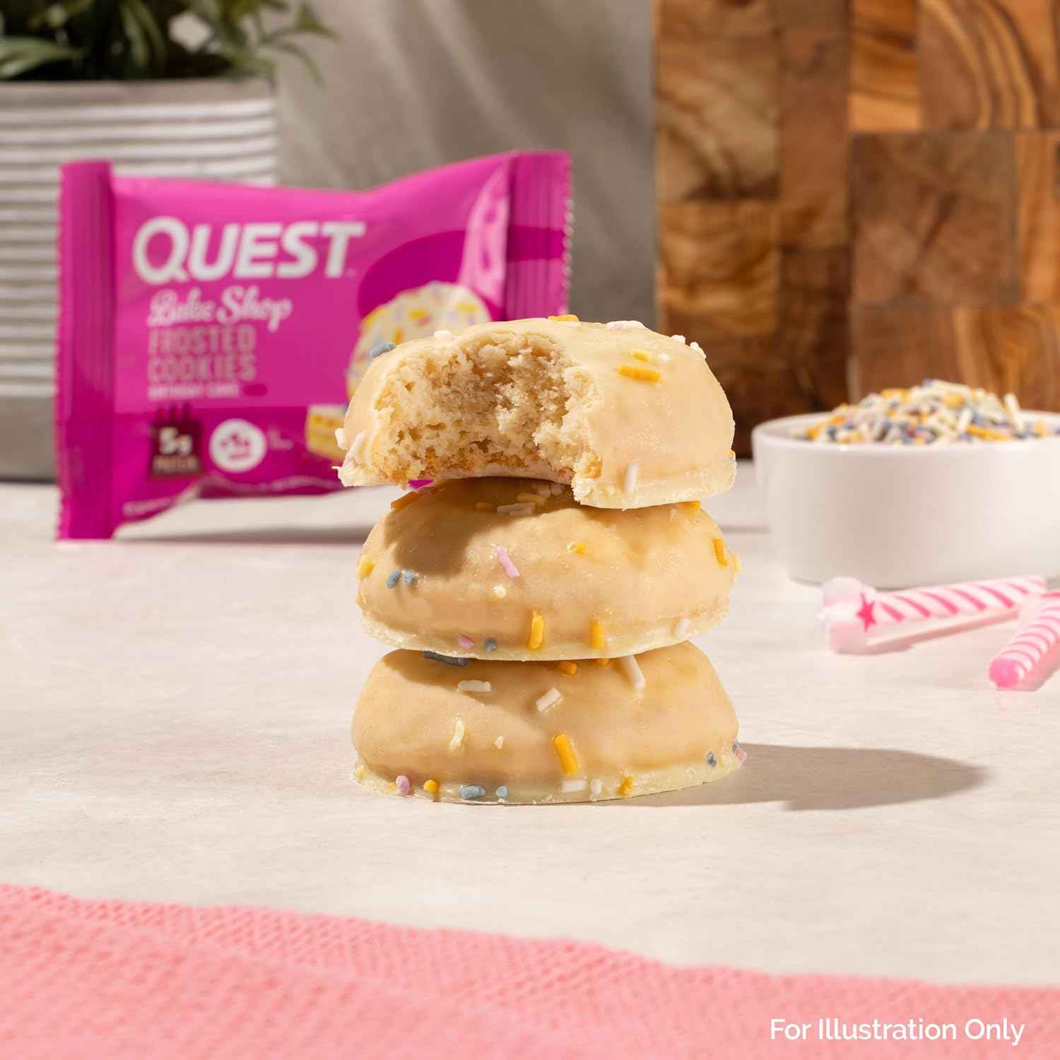 Quest Nutrition Frosted Protein Cookies, <1g Sugar, 5g Protein, 1g Net Carbs, Gluten Free