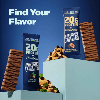 Perfect Bar Protein + Prebiotics, 20g Protein, Grass-Fed Whey, 6g Fiber With 3g Prebiotics, Gluten-Free, Non-GMO, 2.4 Ounce Bar, 7 Count