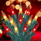 Hopolon Red Christmas Mini String Lights 2 Set 50Count 13Feet Incandescent Bulb Mini String Lights Waterproof for Indoor Outdoor Christmas Tree Garland Birthday Wedding Party Festival Decor,Red