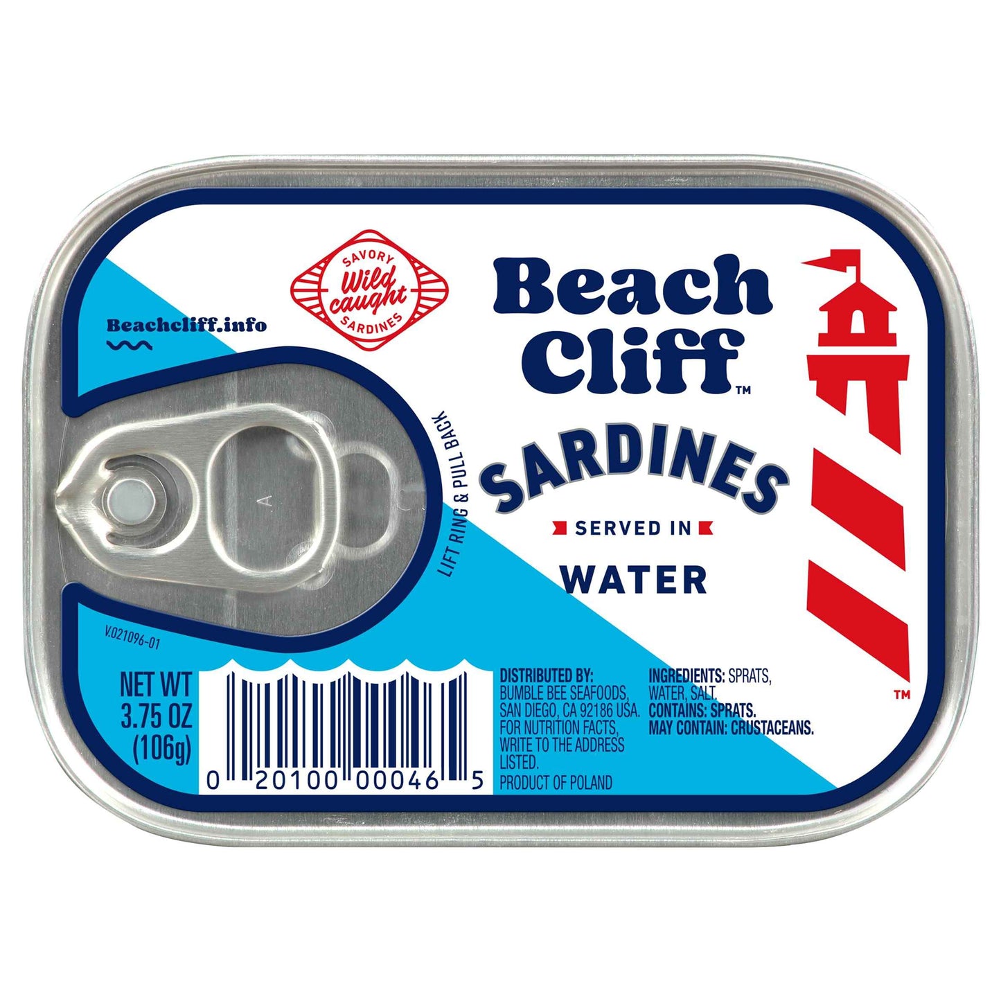 Beach Cliff Wild Caught Sardines, 3.75 oz Can - 13g Protein per Serving - Gluten Free, Keto Friendly - Great for Pasta & Seafood Recipes