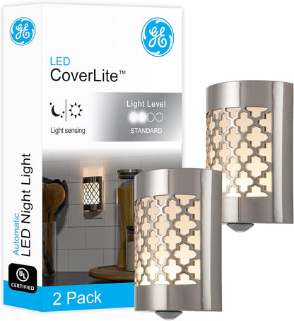 GE_CoverLite_LED_Night_Light,_Plug-in,_Dusk_to_Dawn_Sensor,_Home_Decor,_LED_Lights_for_Bedroom,_Bathroom,_Kitchen,_Hallway,_2_Pack,_46815,_Brushed_Nickel_|_Moroccan