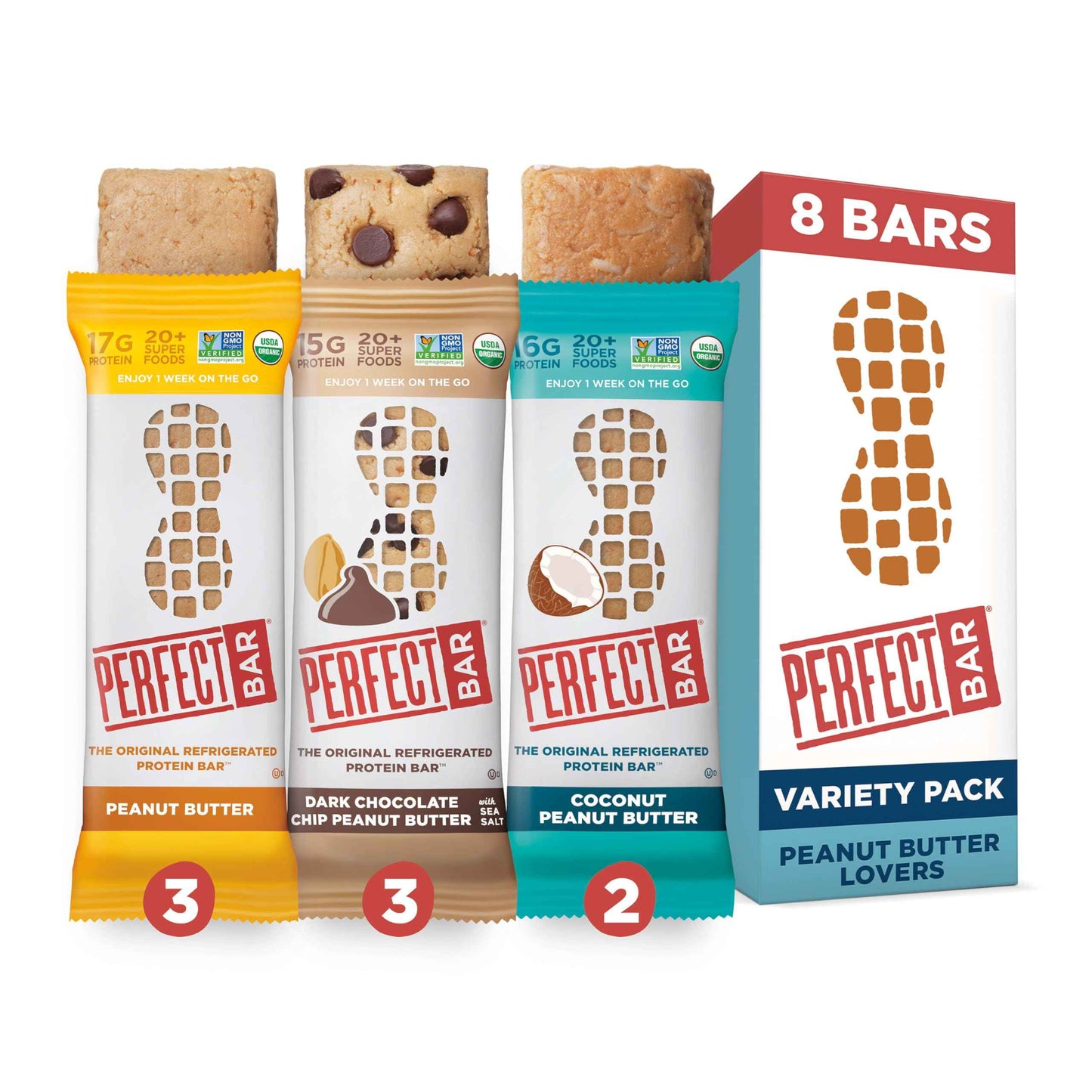 Perfect Bar Protein Bars, Gluten Free, Made with Organic Honey, Cookie Dough Texture, Refrigerated