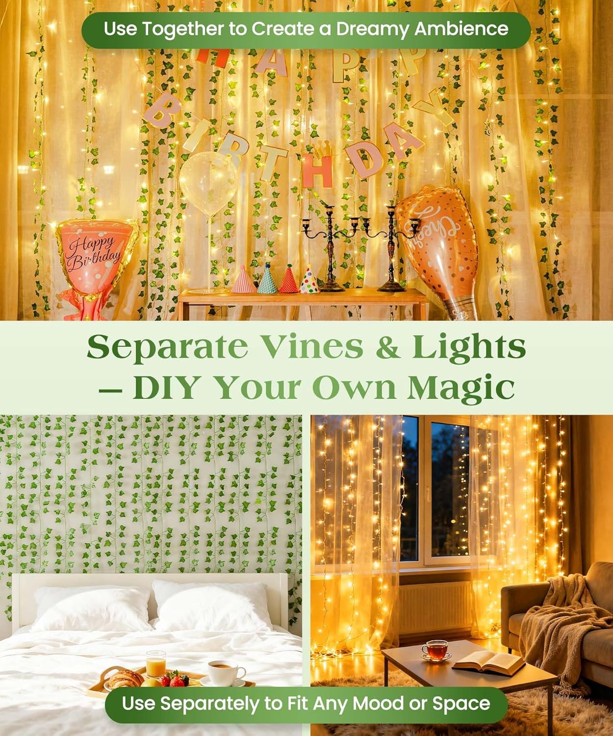 KASZOO_84Ft_12_Pack_Artificial_Ivy_Garland_Fake_Plants,_Vine_Hanging_Garland_with_CE_Certified_80_LED_String_Light,_Hanging_for_Home_Bedroom_Garden_Party_Wedding_Wall_Room_Decor,_Green