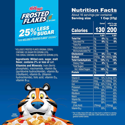 Kellogg's Frosted Flakes 25% Less Sugar Breakfast Cereal, Family Size