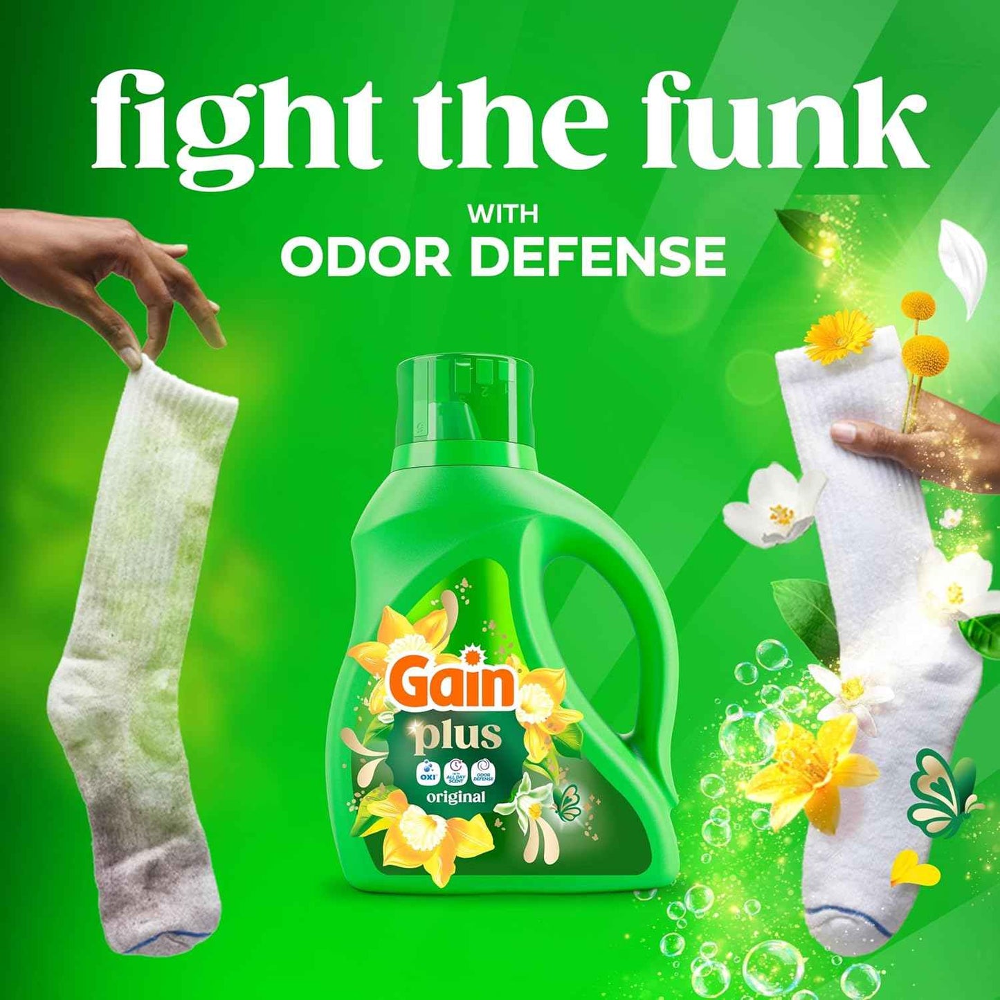 Gain Plus Liquid Laundry Detergent, Cleaner, Fresher, Now with Oxi, Original Scent