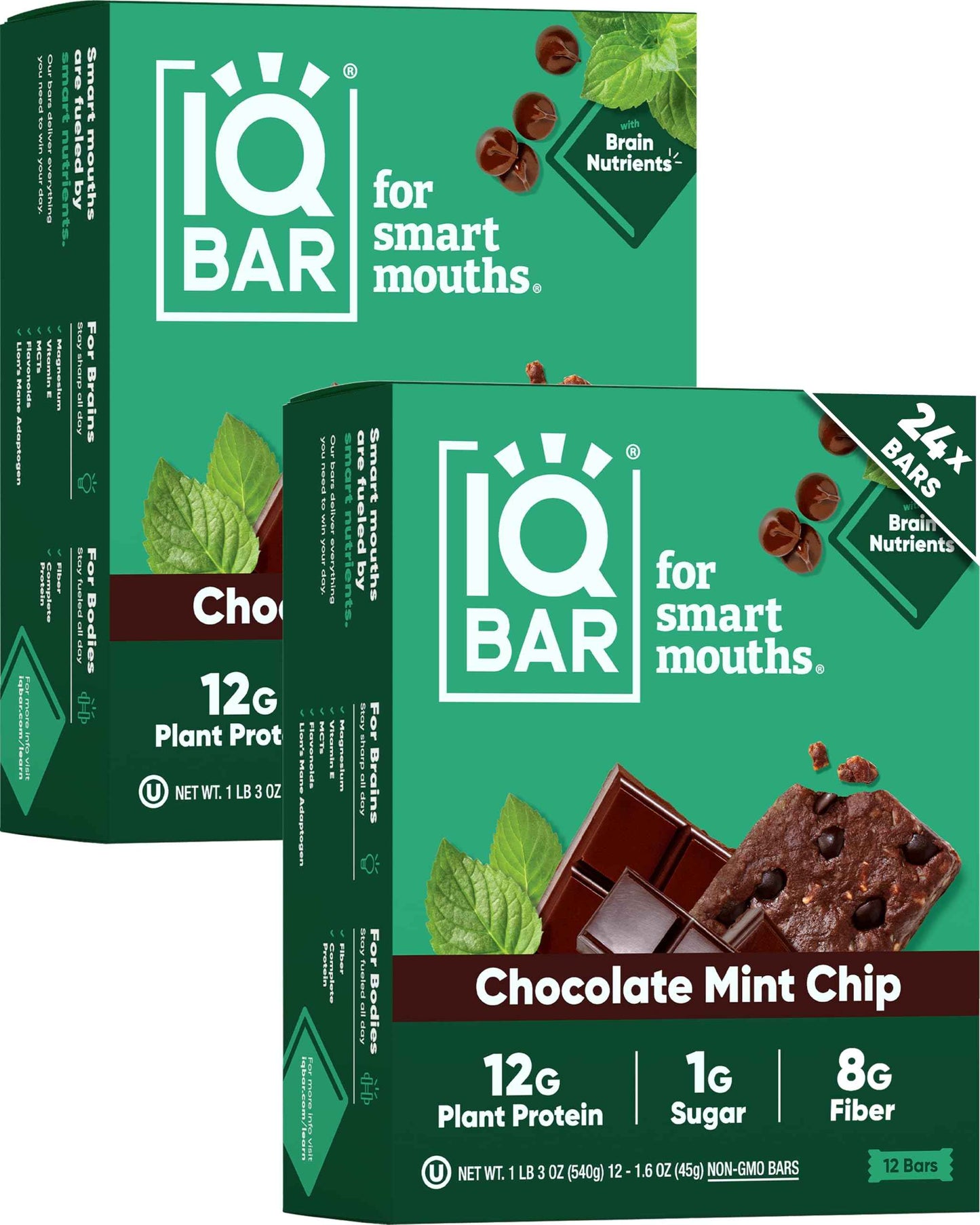 IQBAR Clean Plant Protein Bars - Keto, Vegan, High Fiber, Gluten and Dairy Free, Low Sugar Snack - Brain and Body Nutrients for Focus, Energy, Meal Replacement
