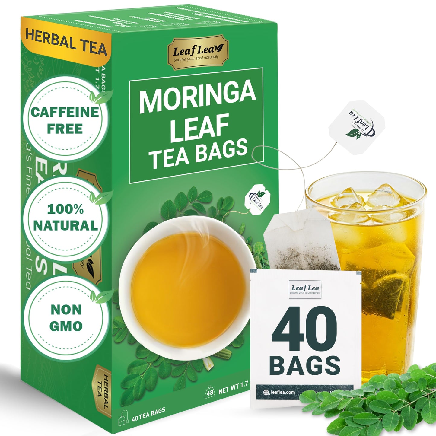 Moringa Leaf Tea - 40 Tea Bags (Pack of 1)