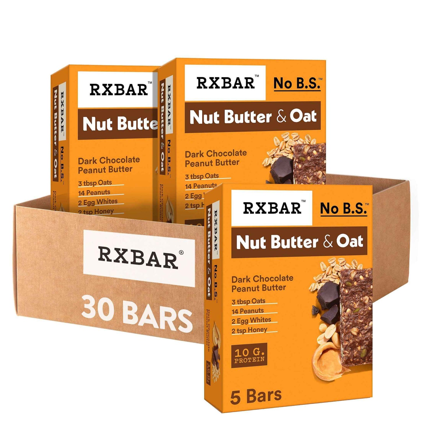 RXBAR Nut Butter and Oat Protein Bars, Protein Snacks, Snack Bars, Dark Chocolate Peanut Butter
