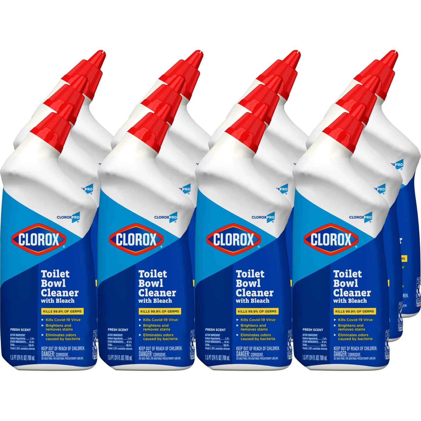 CloroxPro Commercial Solutions, Clorox Manual Toilet Bowl Cleaner with Bleach, Automatic Toilet Cleaner, Fresh Scent, 24 Ounces (Pack of 12) - 00031