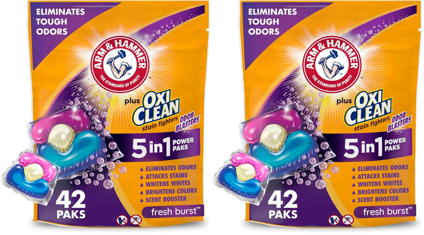 Arm & Hammer Plus OxiClean With Odor Blasters Laundry Detergent 5-IN-1 Power Paks